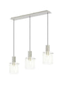 Aouchiche Linear Pendant, 3 Light Adjustable E27, Beige Stone/Frosted/Clear Wide Line Glass