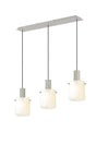 Aouchiche Linear Pendant, 3 Light Adjustable E27, Beige Stone/Gloss White Wide Line Glass