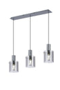 Aouchiche Linear Pendant, 3 Light Adjustable E27, Dark Grey/Smoke Narrow Line Glass