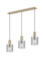 Aouchiche Linear Pendant, 3 Light Adjustable E27, Light Gold/Smoke Narrow Line Glass