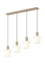 Aouchiche Linear Pendant, 4 Light Adjustable E27, Light Gold/Gloss White Wide Line Glass