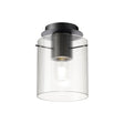Aouchiche Round Ceiling Flush, 1 Light Flush Fitting E27, Dark Grey/Clear Narrow Line Glass