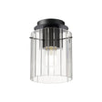 Aouchiche Round Ceiling Flush, 1 Light Flush Fitting E27, Dark Grey/Clear Wide Line Glass