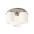 Aouchiche Round Ceiling Flush, 3 Light Flush Fitting E27, Beige Stone/Gloss White Wide Line Glass