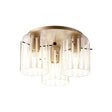 Aouchiche Round Ceiling Flush, 3 Light Flush Fitting E27, Light Gold/Frosted/Clear Wide Line Glass