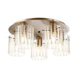 Aouchiche Round Ceiling Flush, 5 Light Flush Fitting E27, Light Gold/Frosted/Clear Wide Line Glass