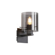 Aouchiche Single Switched Wall Lamp, 1 Light, E27, Dark Grey/Smoke Narrow Line Glass