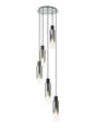Bridges Round Pendant, 5 Light Adjustable E27, Black/Smoke Fade Glass