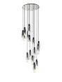 Bridges Round Pendant, 15 Light Adjustable E27, Black/Smoke Fade Glass (25.3kg)