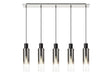 Bridges Linear Pendant, 5 Light Adjustable E27, Black/Smoke Fade Glass