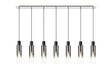 Bridges Linear Pendant, 7 Light Adjustable E27, Black/Smoke Fade Glass
