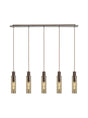 Bridges Linear Pendant, 5 Light Adjustable E27, Mocha/Amber Glass