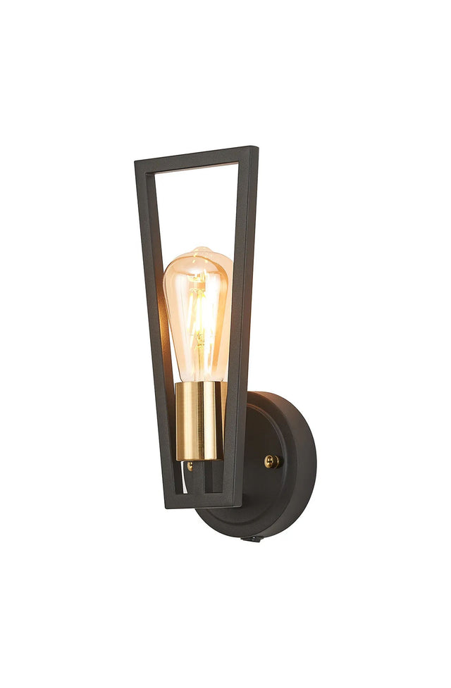 Banks Switched Wall Lamp, 1 Light E27, Gold/Satin Black