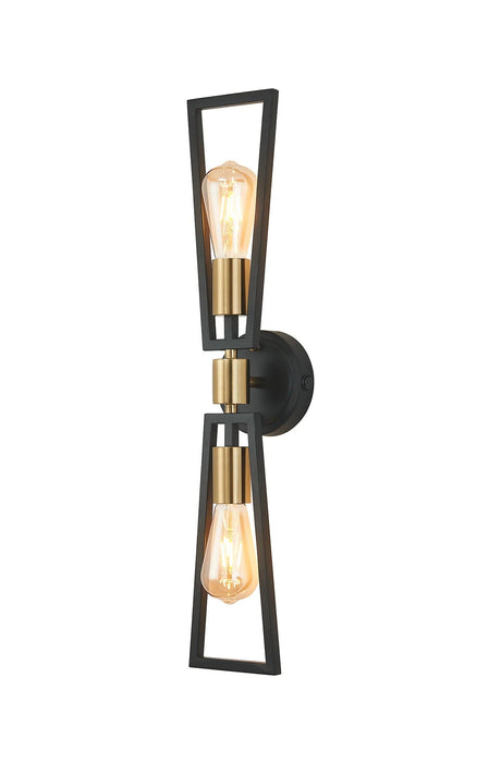Banks Switched Wall Lamp, 2 Light E27, Gold/Satin Black