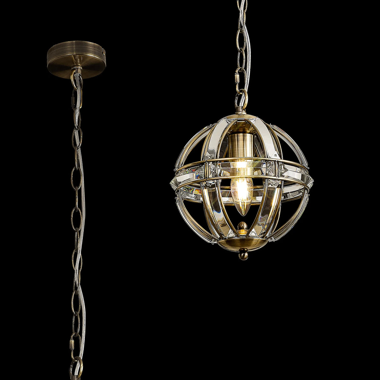 Ellison Extra Small Round Pendant, 1 x E27, Antique Brass