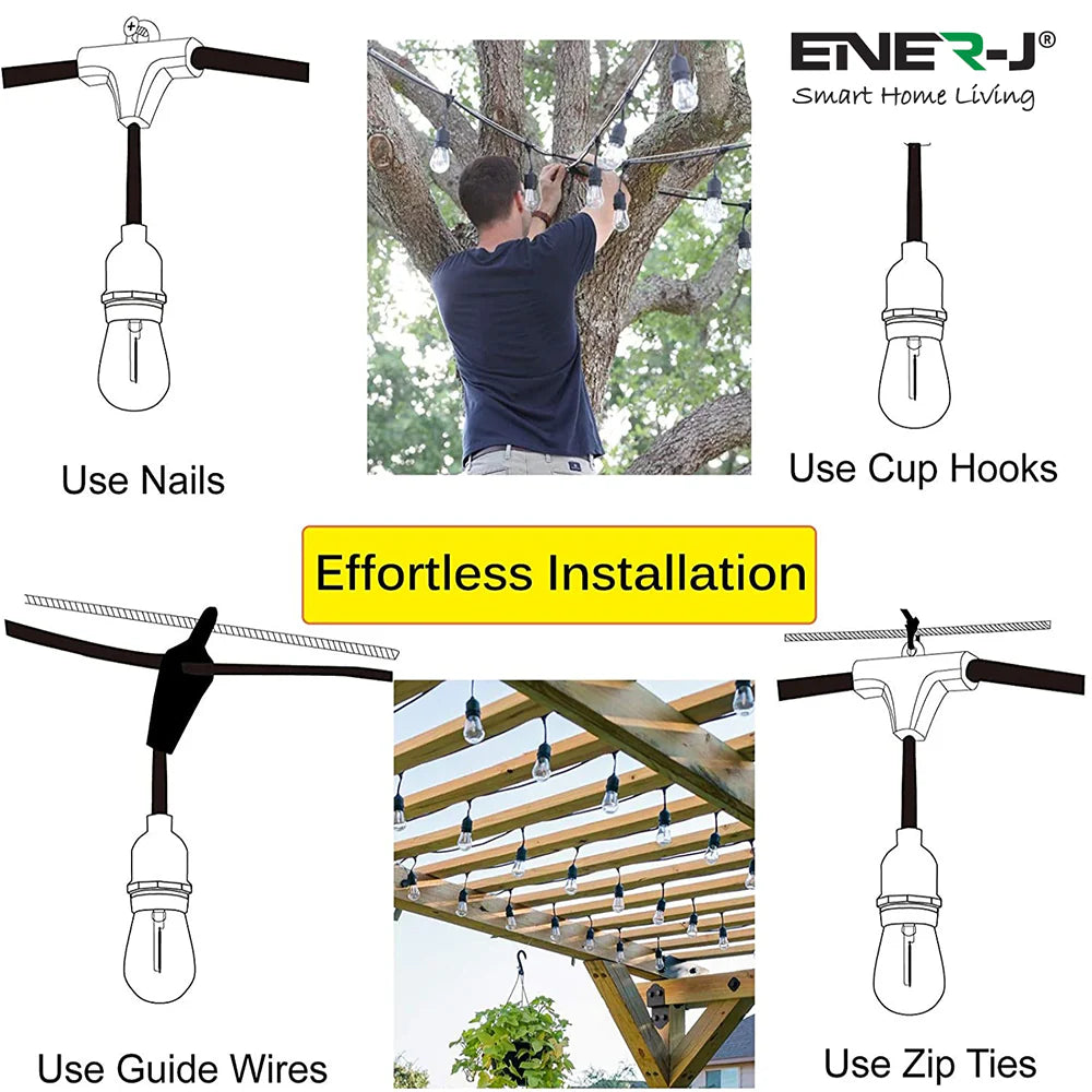 Ener-J LED Filament Bulb Festoon Light Kit 30m - T471
