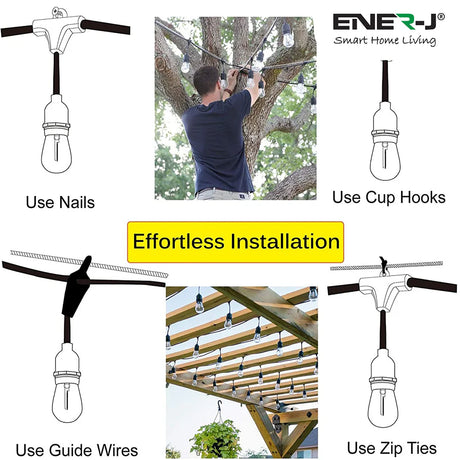 Ener-J LED Filament Bulb Festoon Light Kit 10.2m - T454