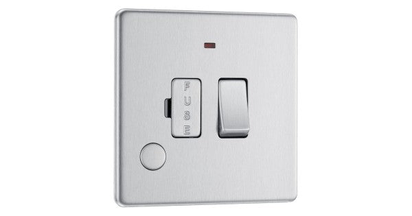 BG NBS53 Nexus Metal Brushed Steel, 13A Switched Fused Connection Unit with LED Indicator and Flex Outlet