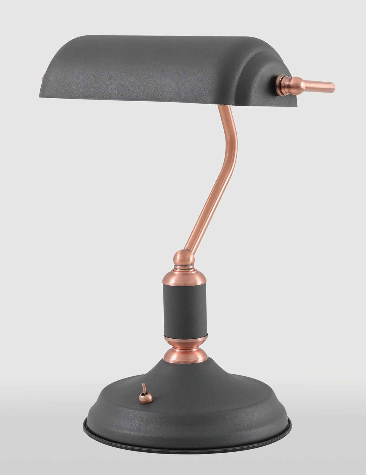 Brown Table Lamp 1 Light With Toggle Switch, Graphite/Copper
