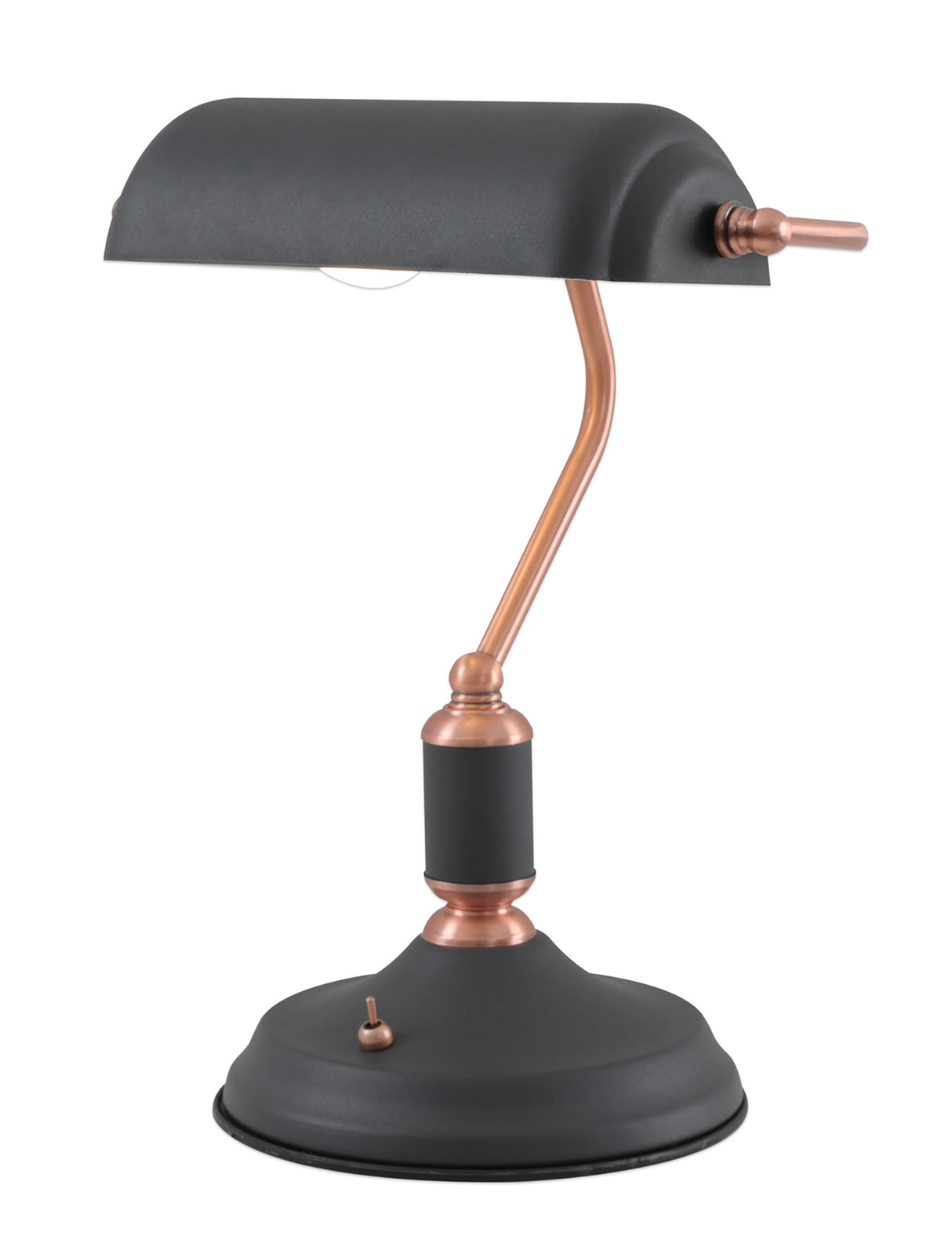 Brown Table Lamp 1 Light With Toggle Switch, Graphite/Copper