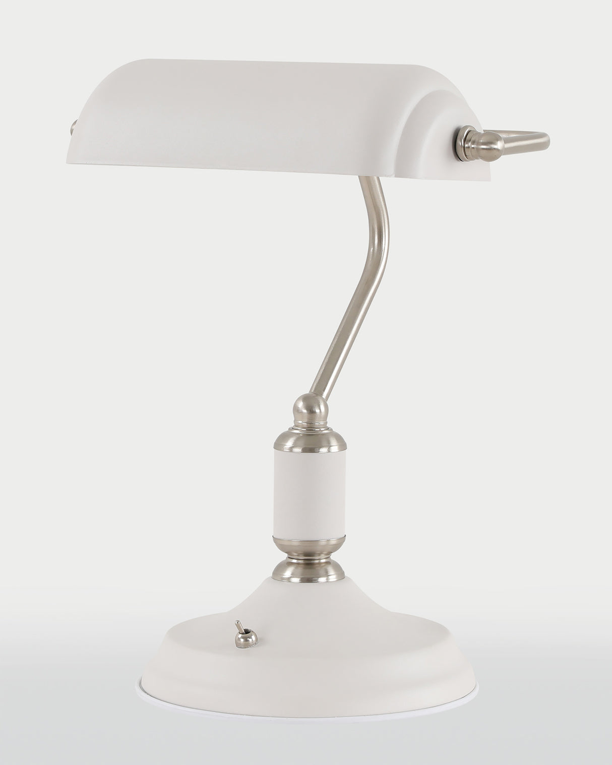 Brown Table Lamp 1 Light With Toggle Switch, Satin Nickel/Sand White