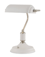 Brown Table Lamp 1 Light With Toggle Switch, Satin Nickel/Sand White