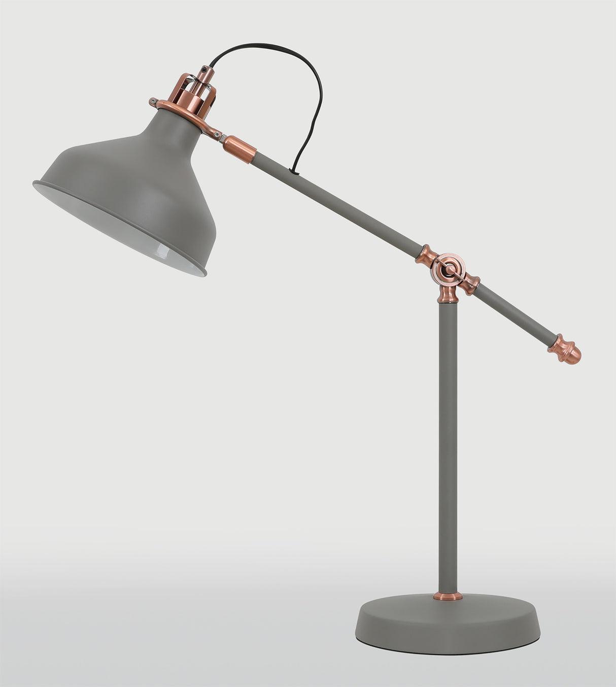 Brown Adjustable Table Lamp, 1 x E27, Sand Grey/Copper/White