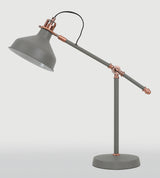 Brown Adjustable Table Lamp, 1 x E27, Sand Grey/Copper/White