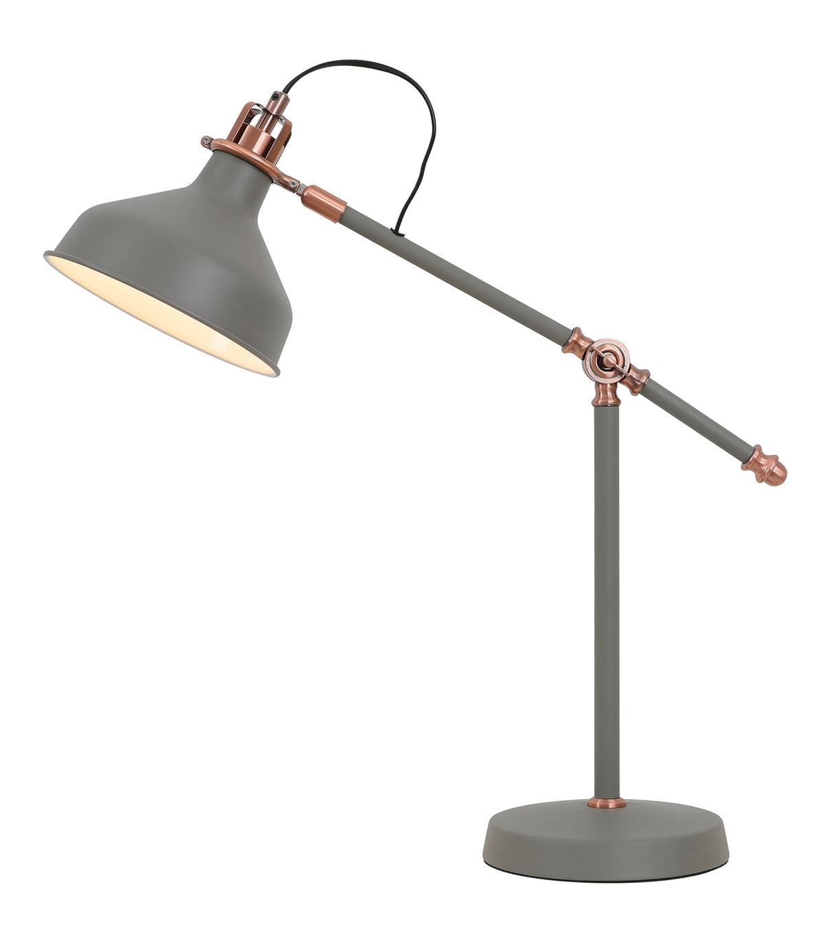 Brown Adjustable Table Lamp, 1 x E27, Sand Grey/Copper/White