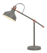 Brown Adjustable Table Lamp, 1 x E27, Sand Grey/Copper/White
