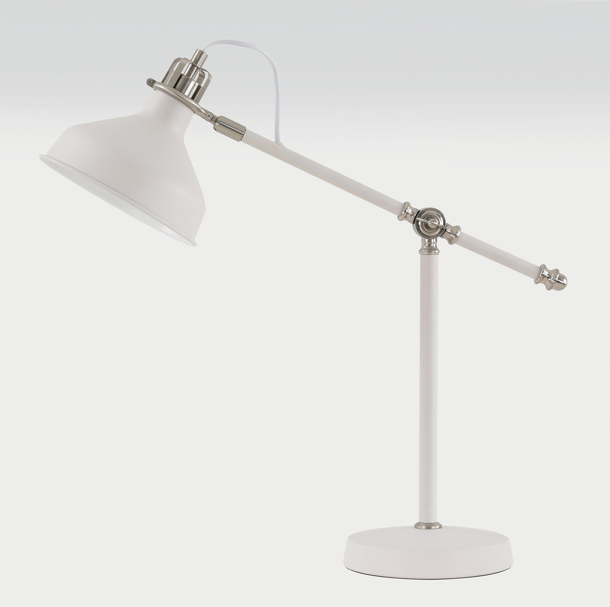 Brown Adjustable Table Lamp, 1 x E27, Sand White/Satin Nickel/White