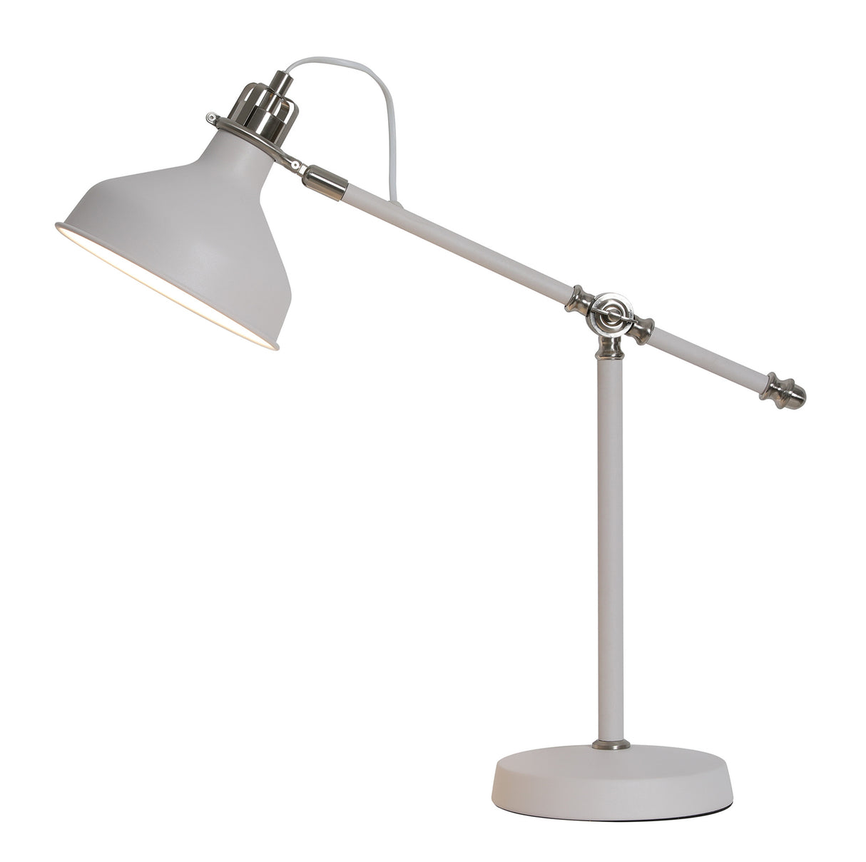 Brown Adjustable Table Lamp, 1 x E27, Sand White/Satin Nickel/White