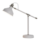 Brown Adjustable Table Lamp, 1 x E27, Sand White/Satin Nickel/White