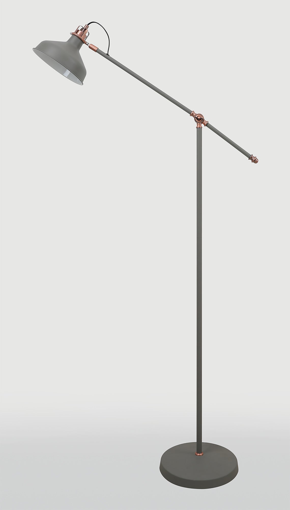 Brown Adjustable Floor Lamp, 1 x E27, Sand Grey/Copper/White