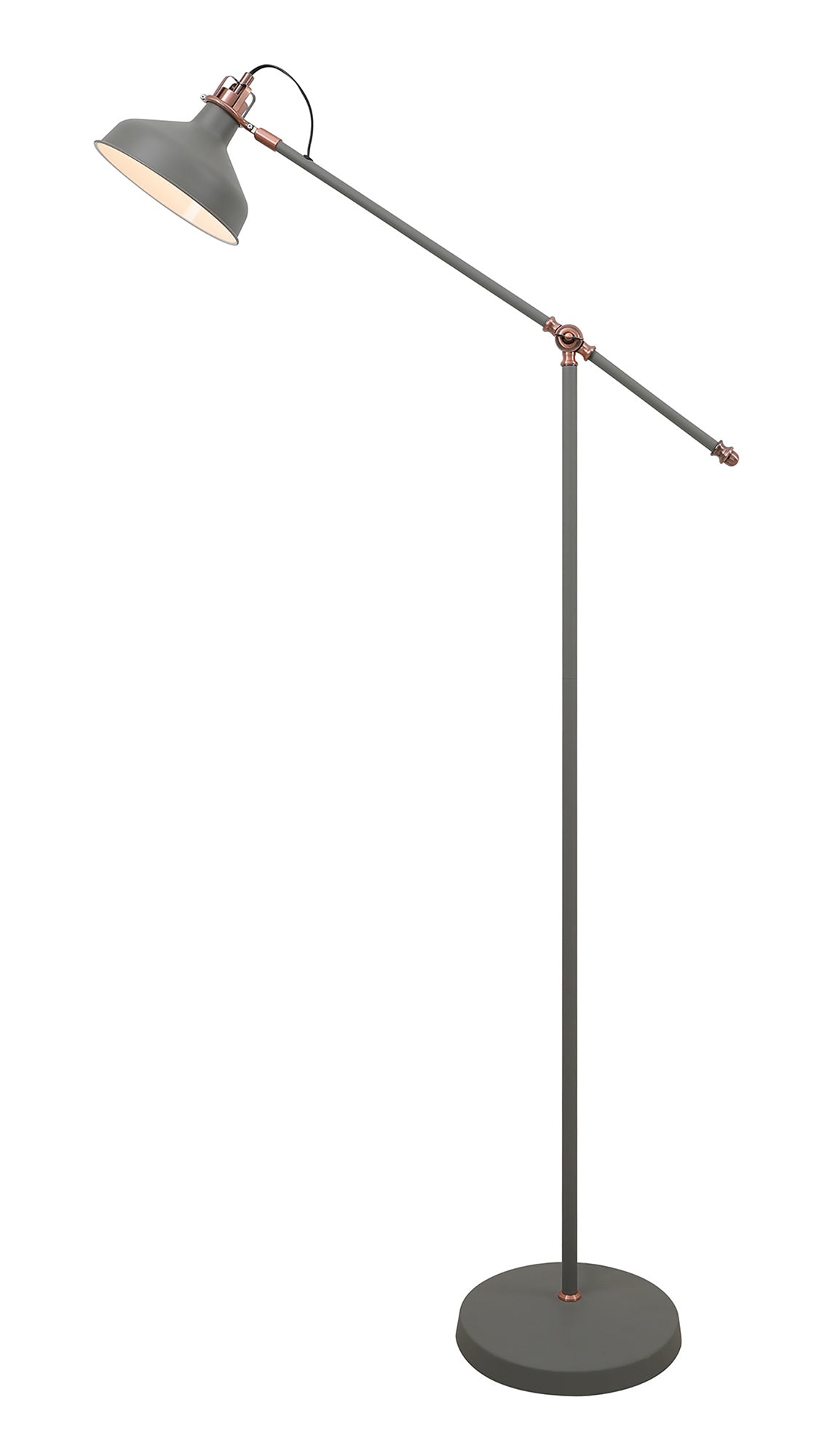 Brown Adjustable Floor Lamp, 1 x E27, Sand Grey/Copper/White