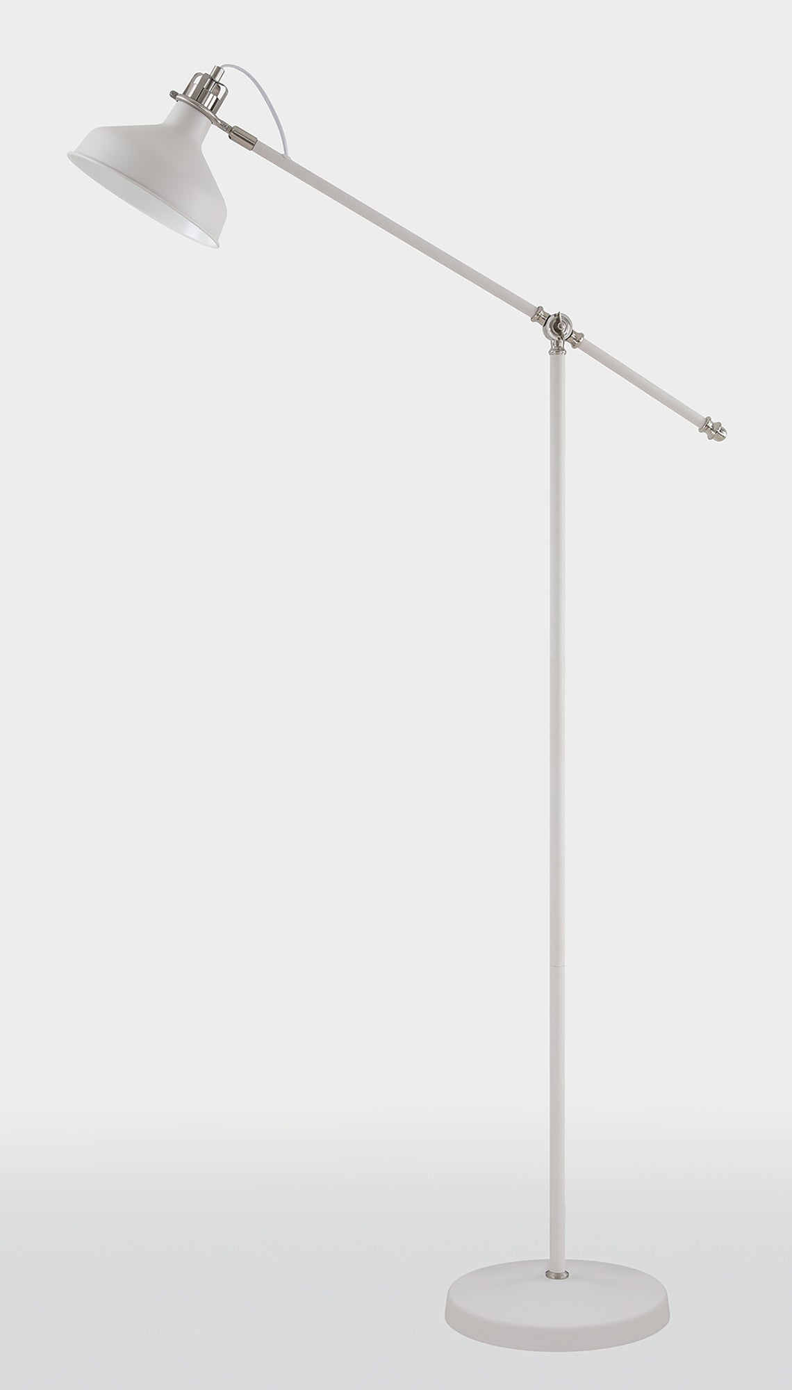 Brown Adjustable Floor Lamp, 1 x E27, Sand White/Satin Nickel/White
