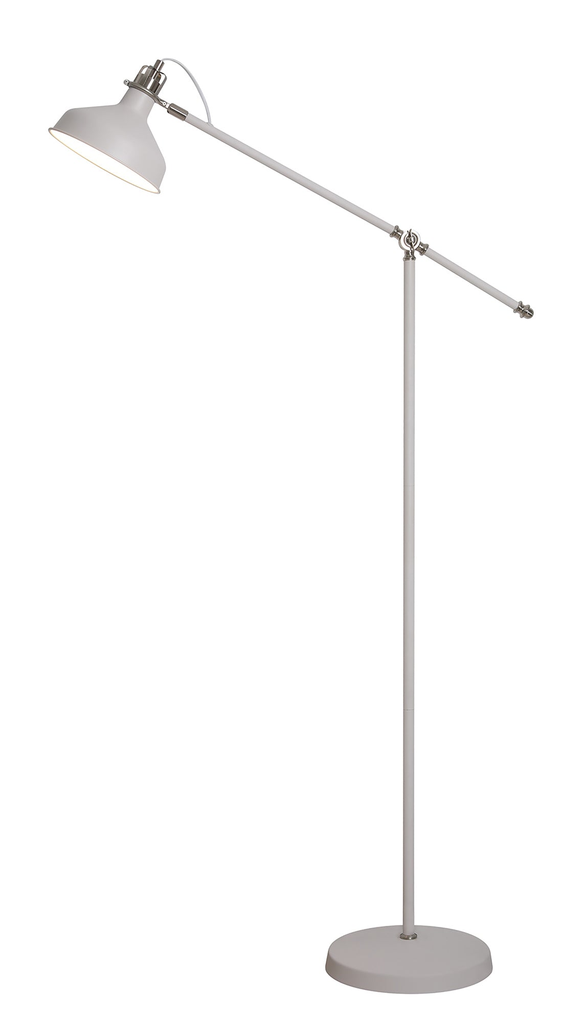 Brown Adjustable Floor Lamp, 1 x E27, Sand White/Satin Nickel/White