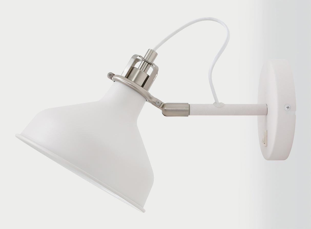 Brown Adjustable Wall Lamp Switched, 1 x E27, Sand White/Satin Nickel/White