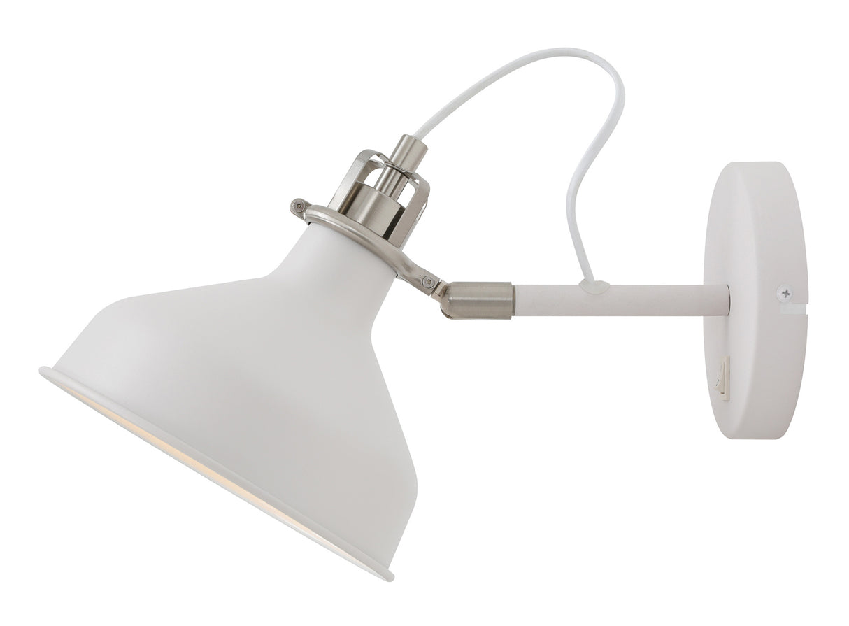 Brown Adjustable Wall Lamp Switched, 1 x E27, Sand White/Satin Nickel/White