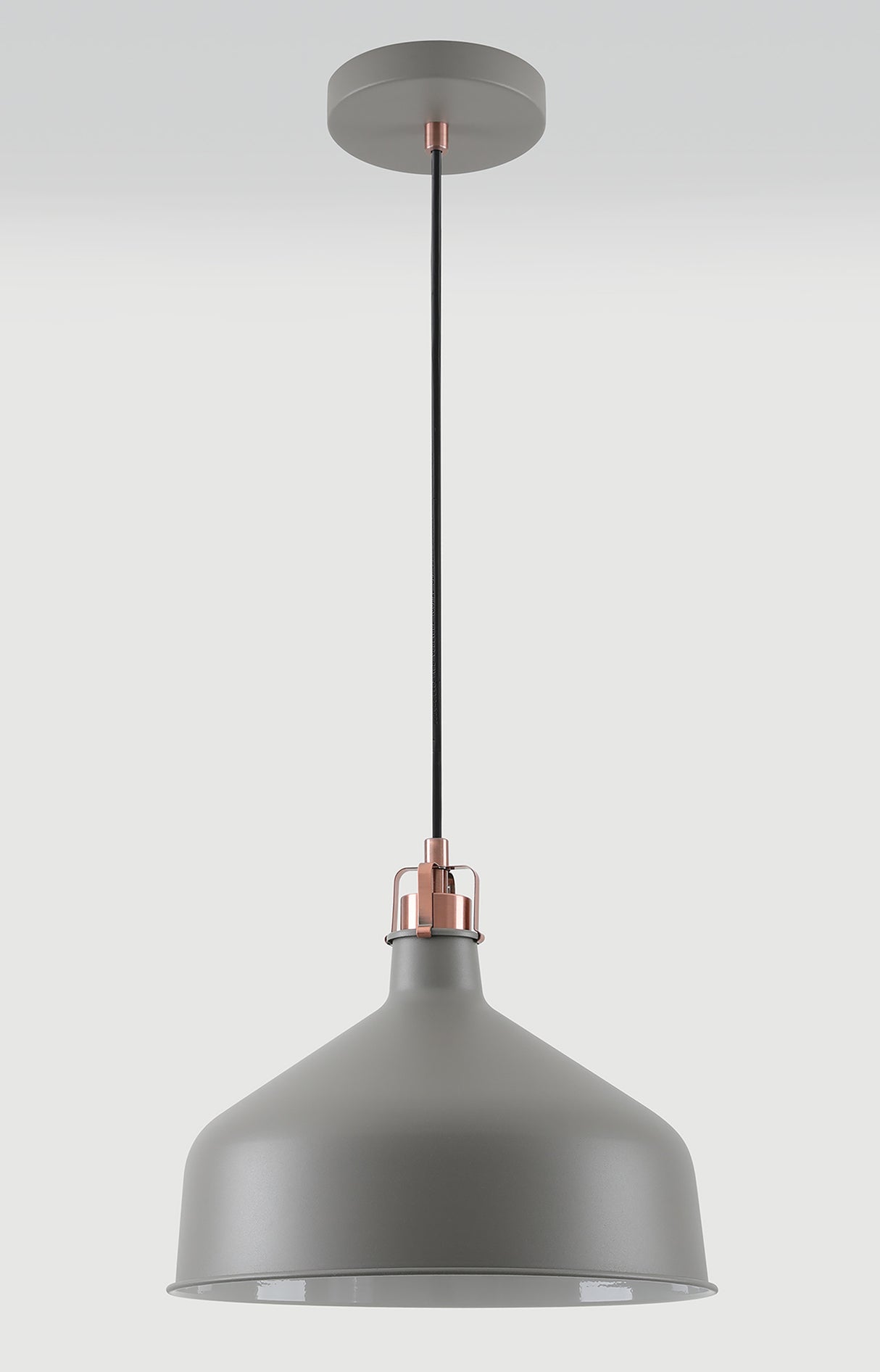 Brown Medium Pendant, 1 x E27, Sand Grey/Copper/White