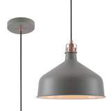 Brown Medium Pendant, 1 x E27, Sand Grey/Copper/White