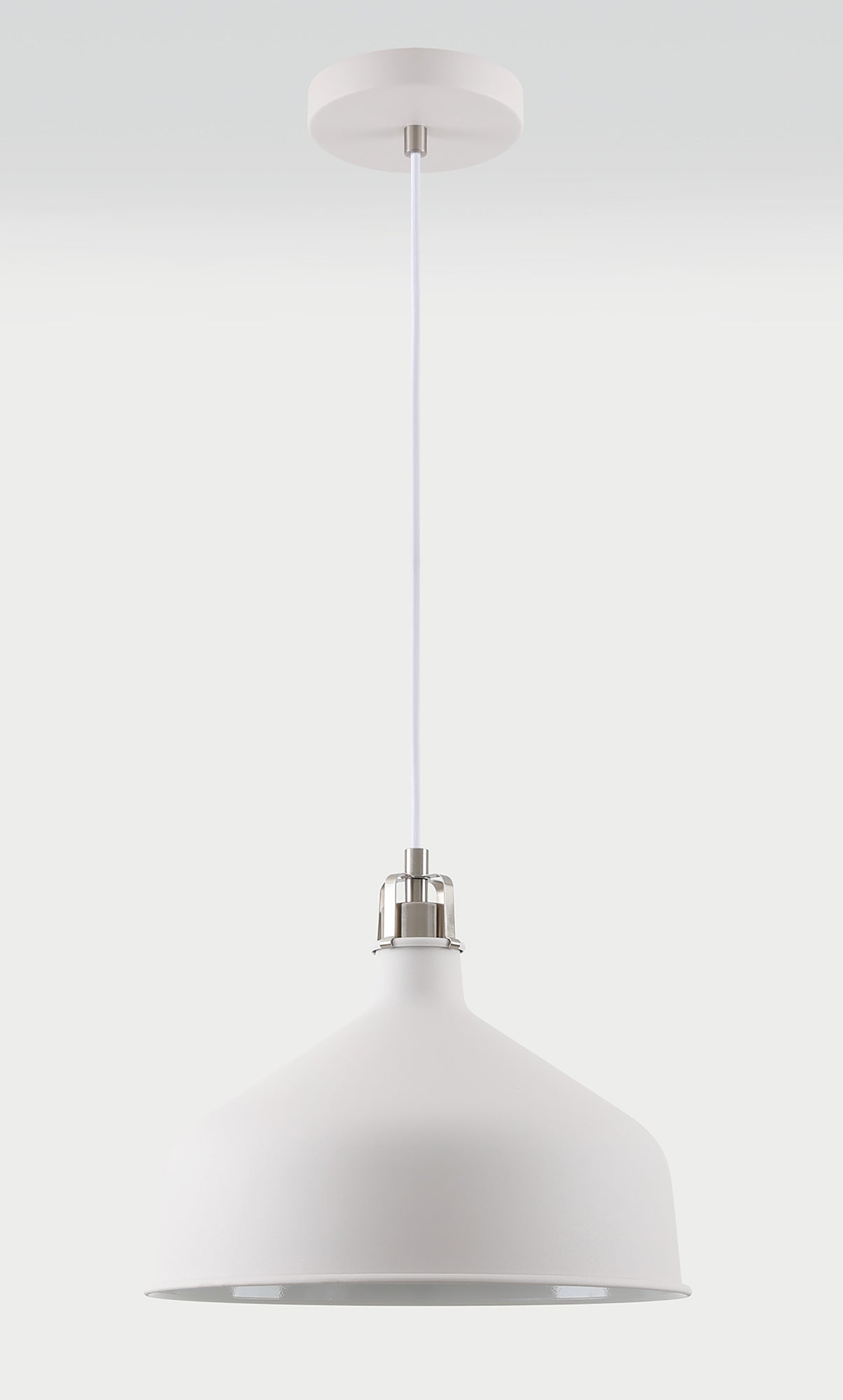 Brown Medium Pendant, 1 x E27, Sand White/Satin Nickel/White