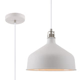 Brown Medium Pendant, 1 x E27, Sand White/Satin Nickel/White