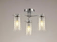 Prudhoe Semi Flush Light, 3 x E14, Polished Chrome/Crystal/Glass