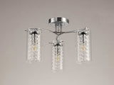 Prudhoe Semi Flush Light, 3 x E14, Polished Chrome/Crystal/Glass