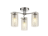 Prudhoe Semi Flush Light, 3 x E14, Polished Chrome/Crystal/Glass