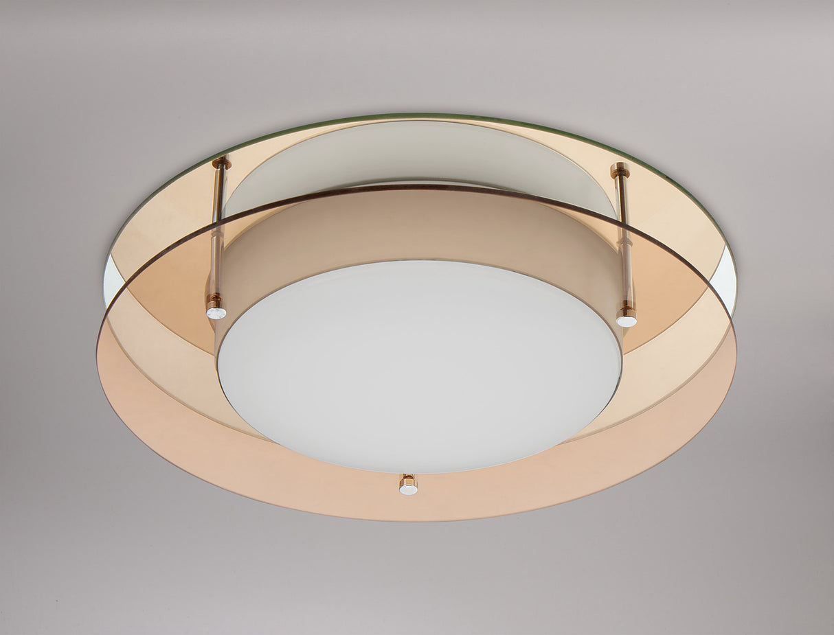Bowyer Ceiling, 1 x 18W LED, 3000K, 1620lm, IP44, Amber/Mirror, 3yrs Warranty