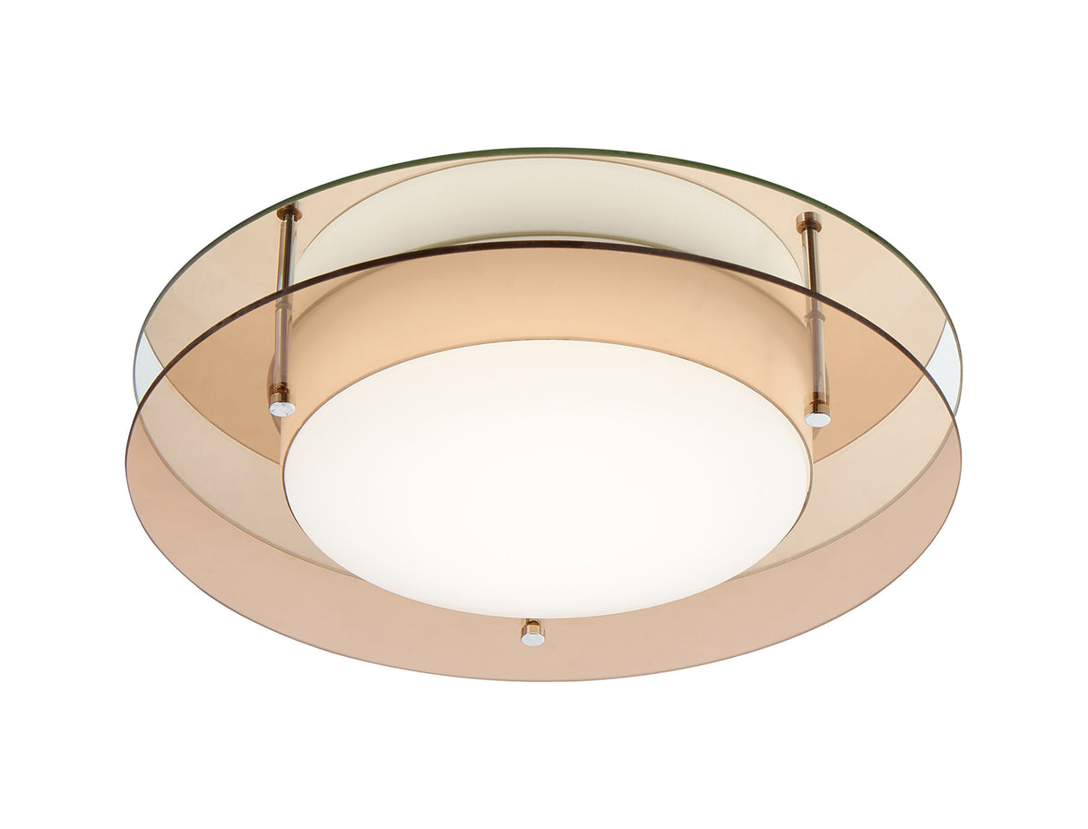 Bowyer Ceiling, 1 x 18W LED, 3000K, 1620lm, IP44, Amber/Mirror, 3yrs Warranty