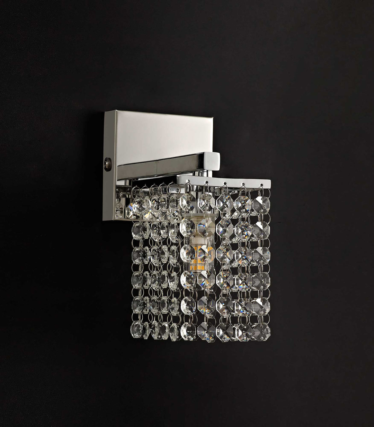 Patterson Wall Lamp, 1 x G9, IP44, Polished Chrome/Crystal
