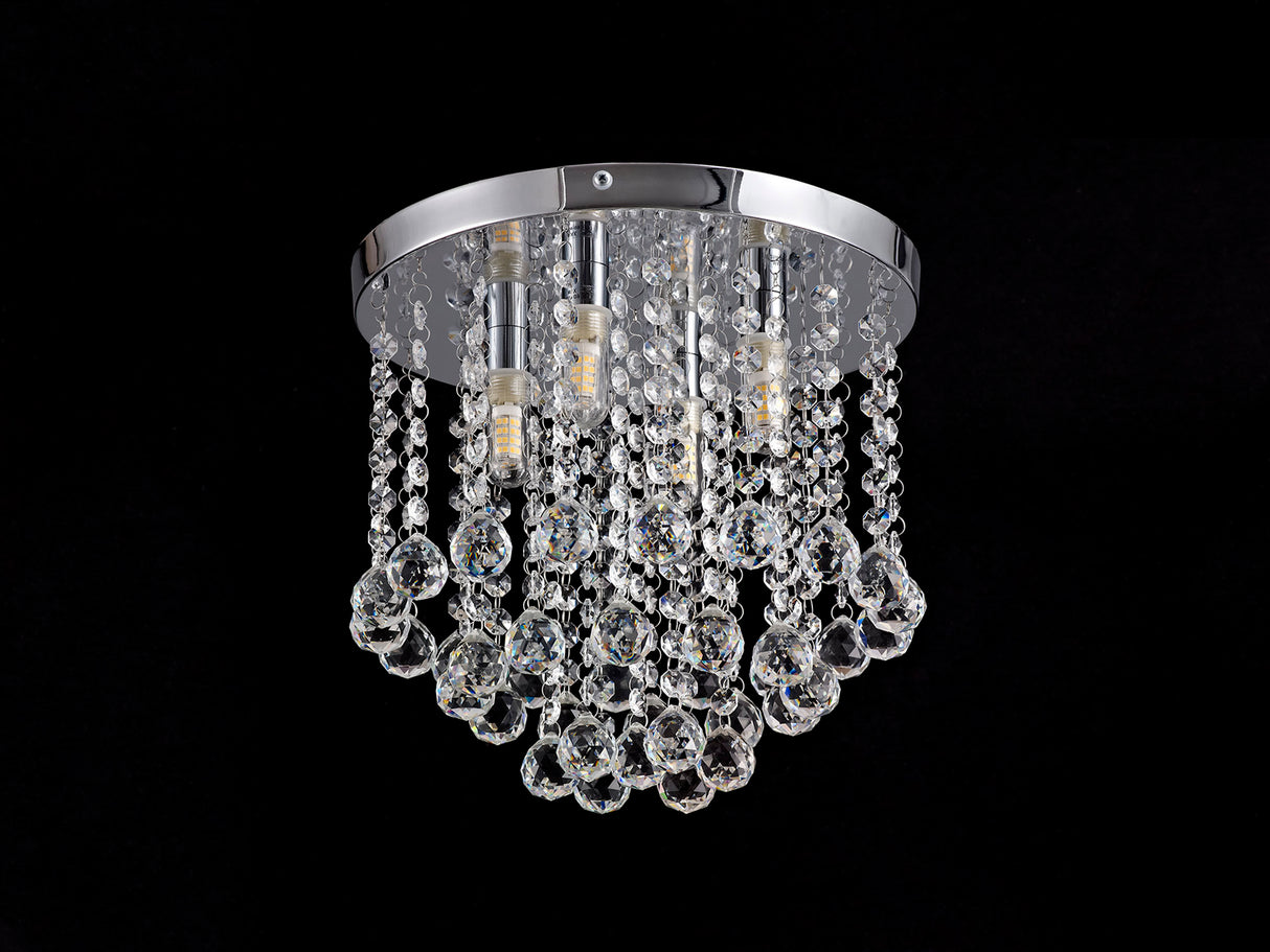 Armstrong Ceiling Light, 4 x G9, IP44, Polished Chrome/Crystal